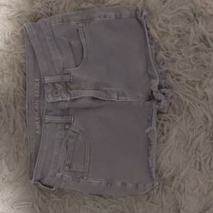 American Eagle Next Level Stretch Hi-Rise Shorties Short Grey Denim Jean Shorts